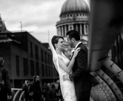 Phil Black with his bride Ellie Taylor on their wedding day.